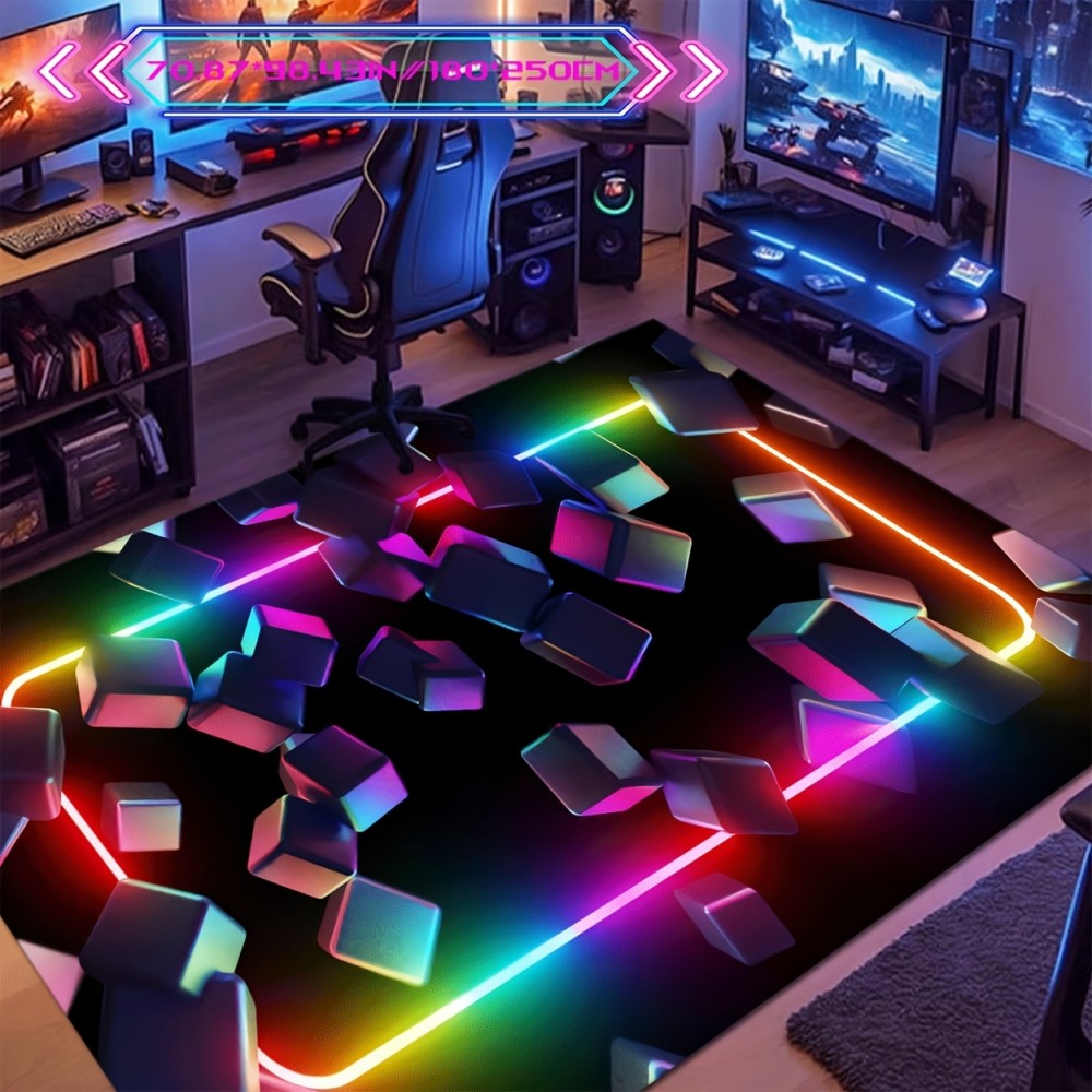 Esports Gaming Cafe - سجادة ألعاب VIKAMA بتصميم ملون، سجادة