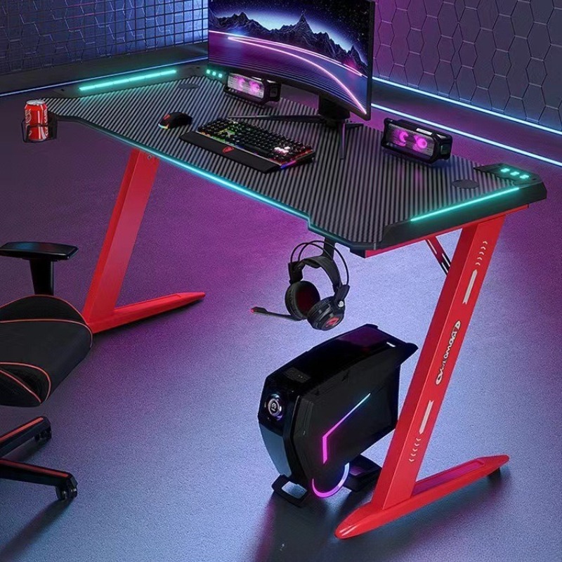 Esports Gaming Cafe - طاولة ألعاب بإضاءة محيطية من ألياف
