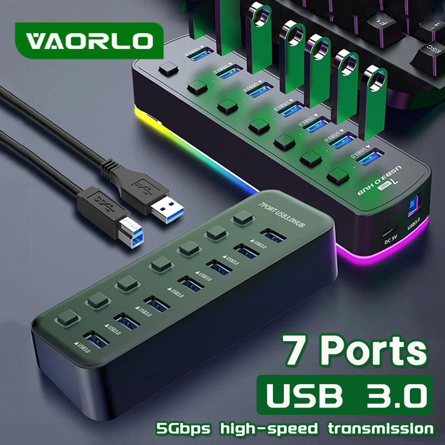 Esports Gaming Splitter - RGB USB 3.0 Hub 7 منافذ