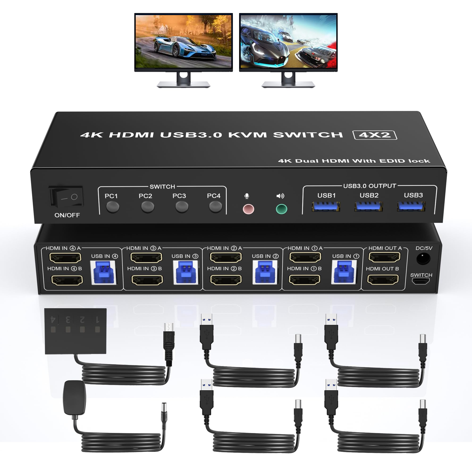4K USB 3.0 KVM Switch HDMI شاش - مراجعة Dual Monitor Stand وسعره